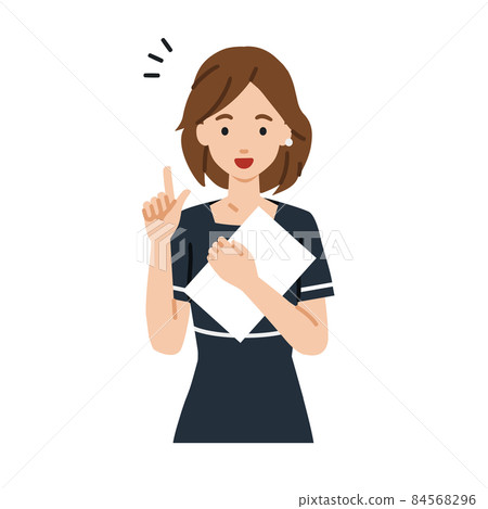 一個女人站起身來,手裡拿著一份文件,受到某種事物的啟發 一個女人站起身來,手裡拿著一份文件,受到某種事物的啟發 84568296