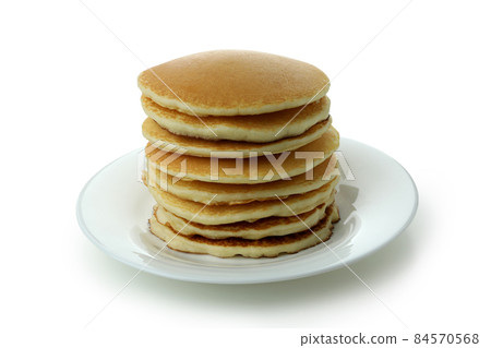 Stack of pancakes isolated on white background 84570568