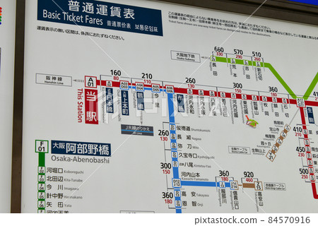 近鐵大阪難波繪金普通票價表 84570916