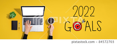 2022 goals concept with person using laptop computer 84572703