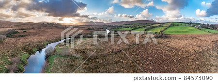 Aerial view of the Owencarrow Railway Viaduct by Creeslough in County Donegal - Ireland 84573090