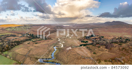 Aerial view of the Owencarrow Railway Viaduct by Creeslough in County Donegal - Ireland 84573092
