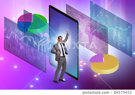 Visualisation concept with charts and businessman Visualisation concept with charts and businessman 84573452