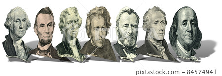 Portraits of presidents and politicians from dollars Portraits of presidents and politicians from dollars 84574941
