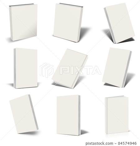 Nine blank  white book mockup with shadow. 84574946