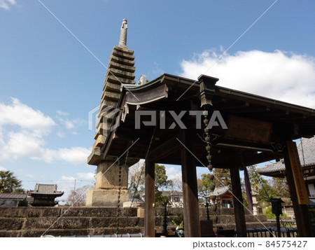 Hannyaji Temple, a 13-storied stone treasure tower in early spring Hannyaji Temple, a 13-storied stone treasure tower in early spring 84575427