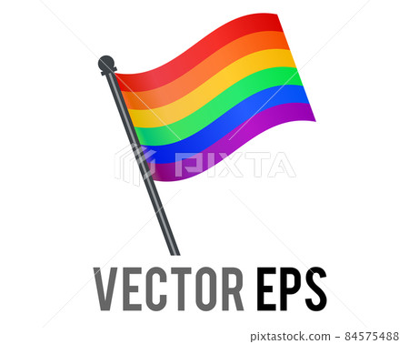 Vector isolated rectangular rainbow flag icon with silver pole Vector isolated rectangular rainbow flag icon with silver pole 84575488