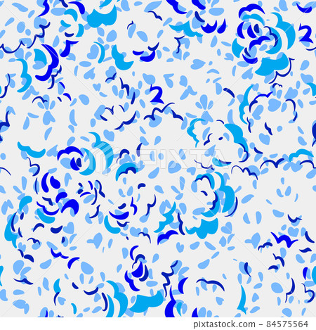 Seamless pattern made of abstract brush strokes. Curved wavy shapes forming floral botanical texture. Good for fabric, textile, fashion design. 84575564
