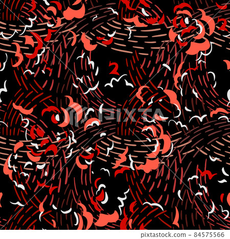 Seamless pattern made of abstract brush strokes. Curved wavy shapes forming floral botanical texture. Good for fabric, textile, fashion design. 84575566