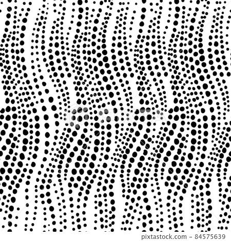 Abstract geometric seamless pattern. Spotted background. Small black circles, dots and shapes. Simple elegant ornament in minimalist style. Fashion design for textile, fabric and wrapping. 84575639