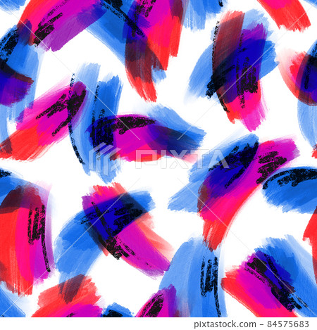 Abstract seamless pattern made of grunge brush strokes ornament. Paint smear background. Simple geometrical backdrop. 84575683