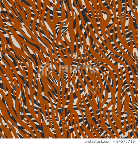 Geometric seamless pattern made of rough borders stripes mixed with curved wavy lines. Artistic zebra striped animal skin texture background. Abstract shapes. Fashion style. Geometric seamless pattern made of rough borders stripes mixed with curved wavy lines. Artistic zebra striped animal skin texture background. Abstract shapes. Fashion style. 84575719