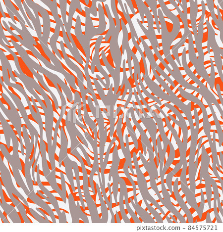 Geometric seamless pattern made of rough borders stripes mixed with curved wavy lines. Artistic zebra striped animal skin texture background. Abstract shapes. Fashion style. Geometric seamless pattern made of rough borders stripes mixed with curved wavy lines. Artistic zebra striped animal skin texture background. Abstract shapes. Fashion style. 84575721