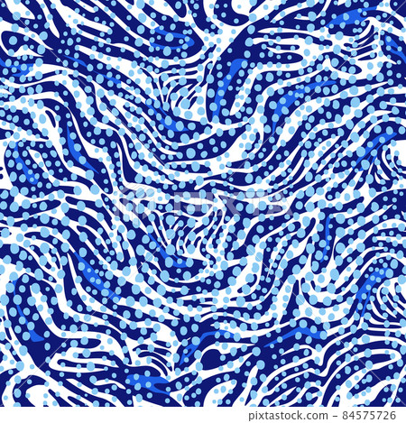 Geometric seamless pattern made of curved wavy lines. Artistic zebra stripes dotted background. Rippled water texture ornament. Geometric seamless pattern made of curved wavy lines. Artistic zebra stripes dotted background. Rippled water texture ornament. 84575726