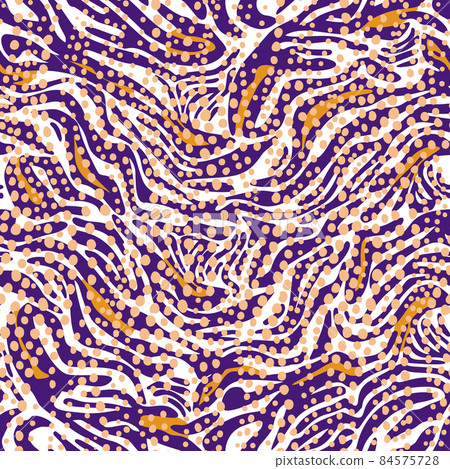 Geometric seamless pattern made of curved wavy lines. Artistic zebra stripes dotted background. Rippled water texture ornament. Geometric seamless pattern made of curved wavy lines. Artistic zebra stripes dotted background. Rippled water texture ornament. 84575728