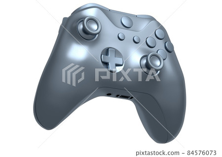 Realistic silver video game joystick on white background. 3D rendering of streaming gear for cloud gaming or concept of champion and winner awards Realistic silver video game joystick on white background. 3D rendering of streaming gear for cloud gaming or concept of champion and winner awards 84576073