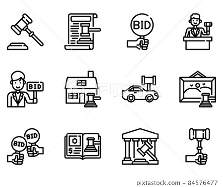 Auction outline icon and symbol for website, application 84576477
