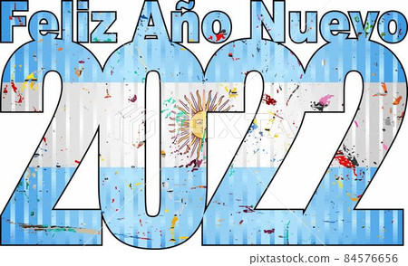 Happy New Year 2022 with Argentina flag inside 84576656