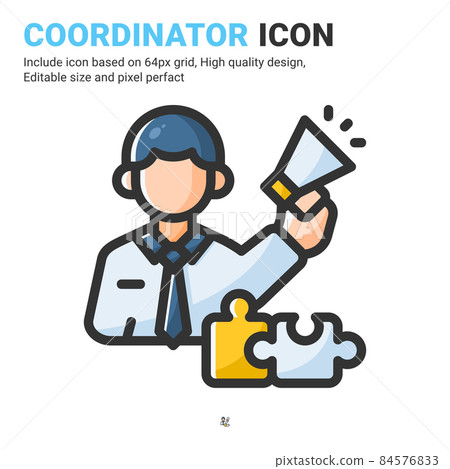 Coordinator icon vector with outline color style isolated on white background. Vector illustration manager sign symbol icon concept for business, finance, industry, company, apps, web and project Coordinator icon vector with outline color style isolated on white background. Vector illustration manager sign symbol icon concept for business, finance, industry, company, apps, web and project 84576833