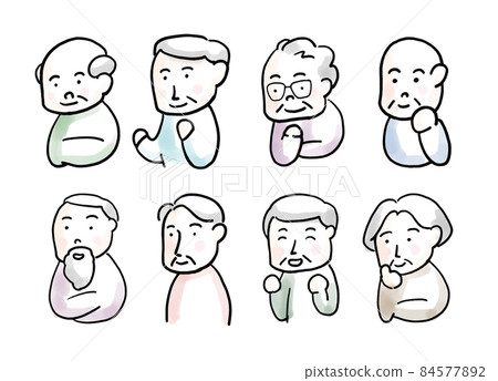 Illustration set of smiling grandfather 84577892