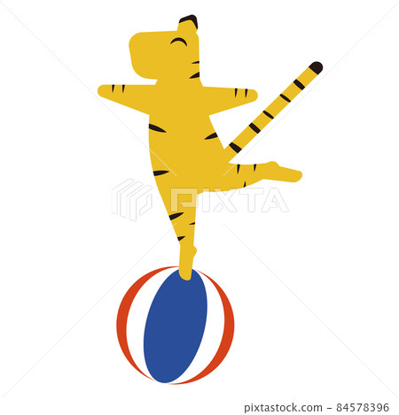Tiger riding a ball 84578396