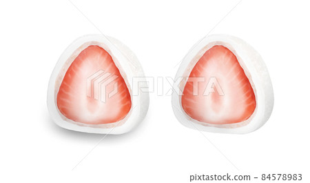 Strawberry Daifuku Color Illustration White Bean Paste 84578983