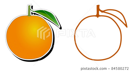 A set of orange stickers with leaves and an orange-shaped frame with white lettering spaces A set of orange stickers with leaves and an orange-shaped frame with white lettering spaces 84580272