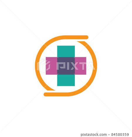 Medical cross logo vector icon 84580359
