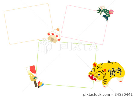 Japanese style and cute Tora year photo frame New Year's card Japanese style and cute Tora year photo frame New Year's card 84580441