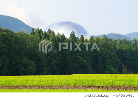 Fukui Prefectural Dinosaur Museum seen from the countryside 84580483