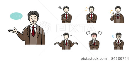 各種姿勢的中年商人（7種套裝）② 84580744