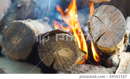 Burning bonfire in open air. Burning bonfire in open air. 84581587