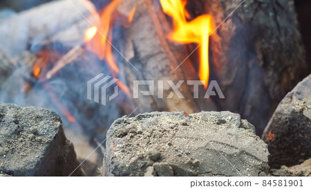 Burning bonfire in the open air. Burning bonfire in the open air. 84581901