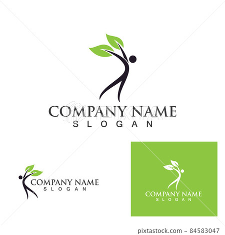 People health and leaf green logo and symbol People health and leaf green logo and symbol 84583047