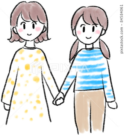 A girl holding hands 84584061