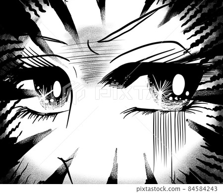70's shojo manga Face do-up illustration of a beautiful woman who feels danger and is surprised 84584243