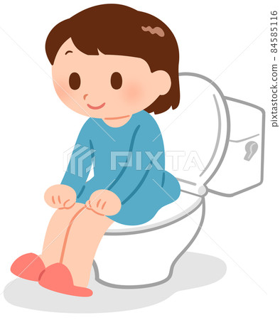 Girl sitting on the toilet Girl sitting on the toilet 84585116