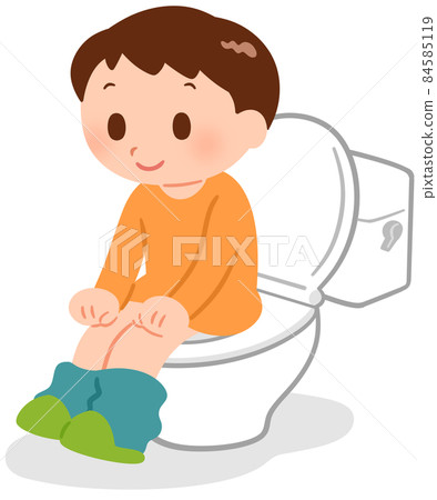 Boy sitting on the toilet - Stock Illustration [84585119] - PIXTA