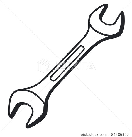 wrench black and white illustration wrench black and white illustration 84586302