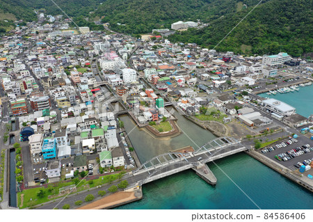 Aerial view around Koniya Port in Amami 84586406