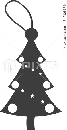 Flat black Christmas Tree with loop. Vector image. 84586926