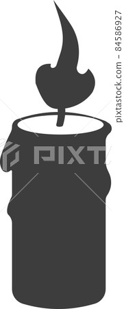 A flat black candle with a burning wick. 84586927