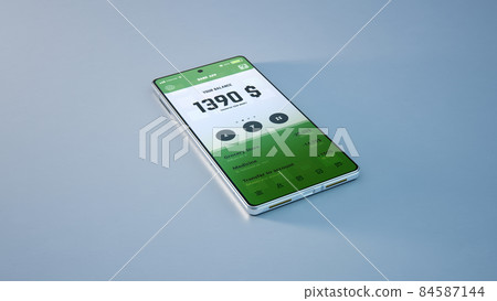 3D Render of modern smartphone with bank account 3D Render of modern smartphone with bank account 84587144