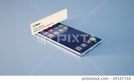 3D Render of smartphone receiving messages from boss 3D Render of smartphone receiving messages from boss 84587148