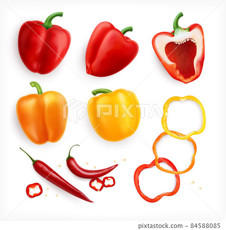 Pepper Realistic Icon Set 84588085