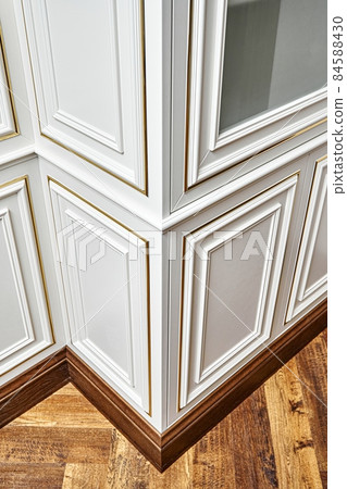 Vintage display case with glass door in light room 84588430