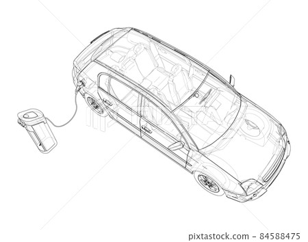Electric Vehicle Charging Station Sketch Electric Vehicle Charging Station Sketch 84588475