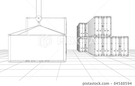 Cargo containers. Wire-frame style 84588594