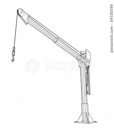 Davit or crane for boat. 3d illustration Davit or crane for boat. 3d illustration 84588599