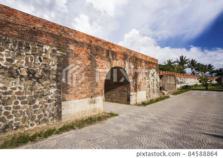 Building view of Hengchun Old City Wall (east Gate) in Pingtung, Taiwan, The City Wall is one of the best preserved in Taiwan. 84588864